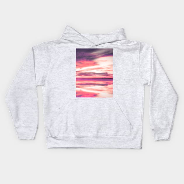 Pink Sky Beach Sunset Kids Hoodie by deadright